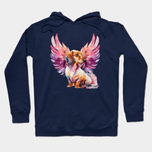 Watercolor Dachshund Angel 4 Hoodie